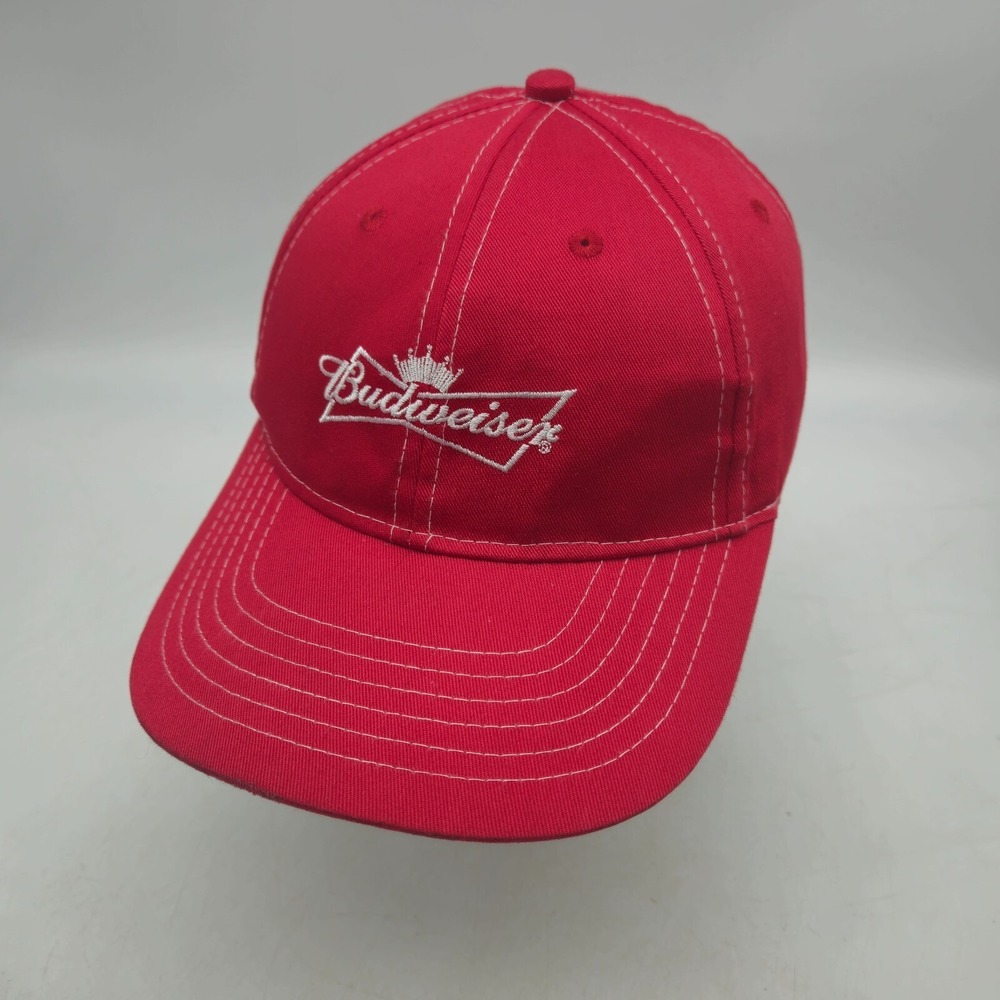 Budweiser‎ Strapback Hat Baseball Cap Red Beer Alcohol Spell Out Logo One Size